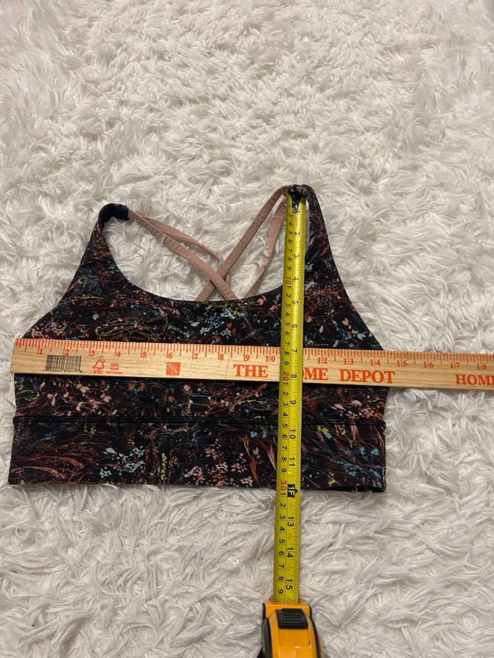 Lululemon Size 8 Energy Bra Long Line Medium Support Foliage Strappy Floral Pink - Picture 6 of 6